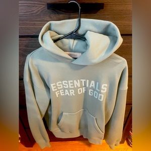 essentials fear of god hoodie size 10 in childrens color mint green/ teal